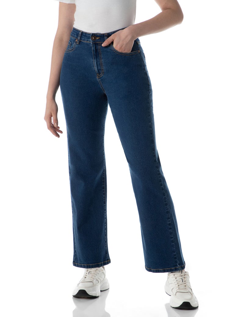 inkd Women's  Flared Bootcut Pullon Jeans - Mid-Rise| Enzyme Wash | Classic 5 Pocket Styling - Image 1